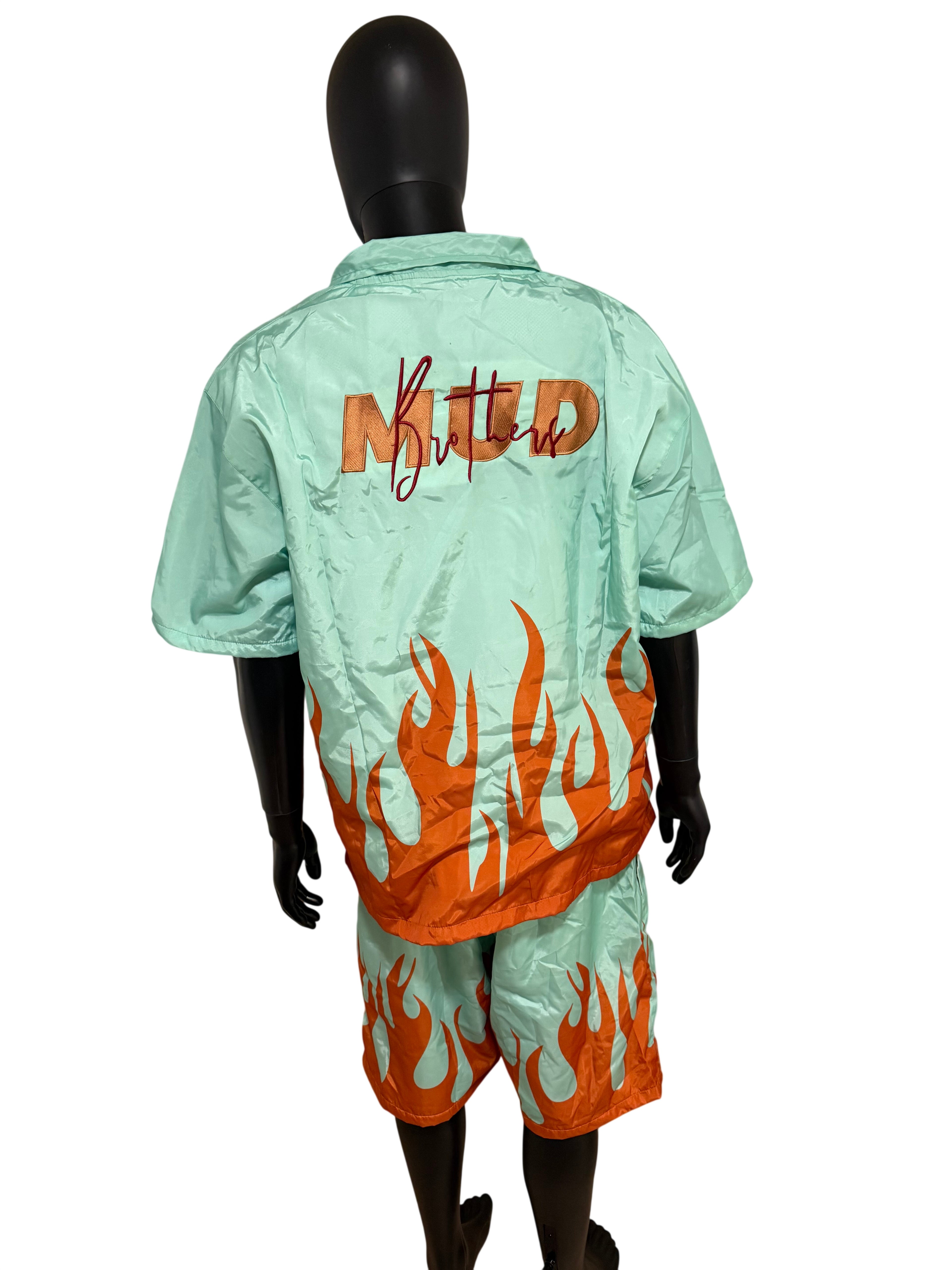 Mud Bruthaz Mint Orange Flame Short Set