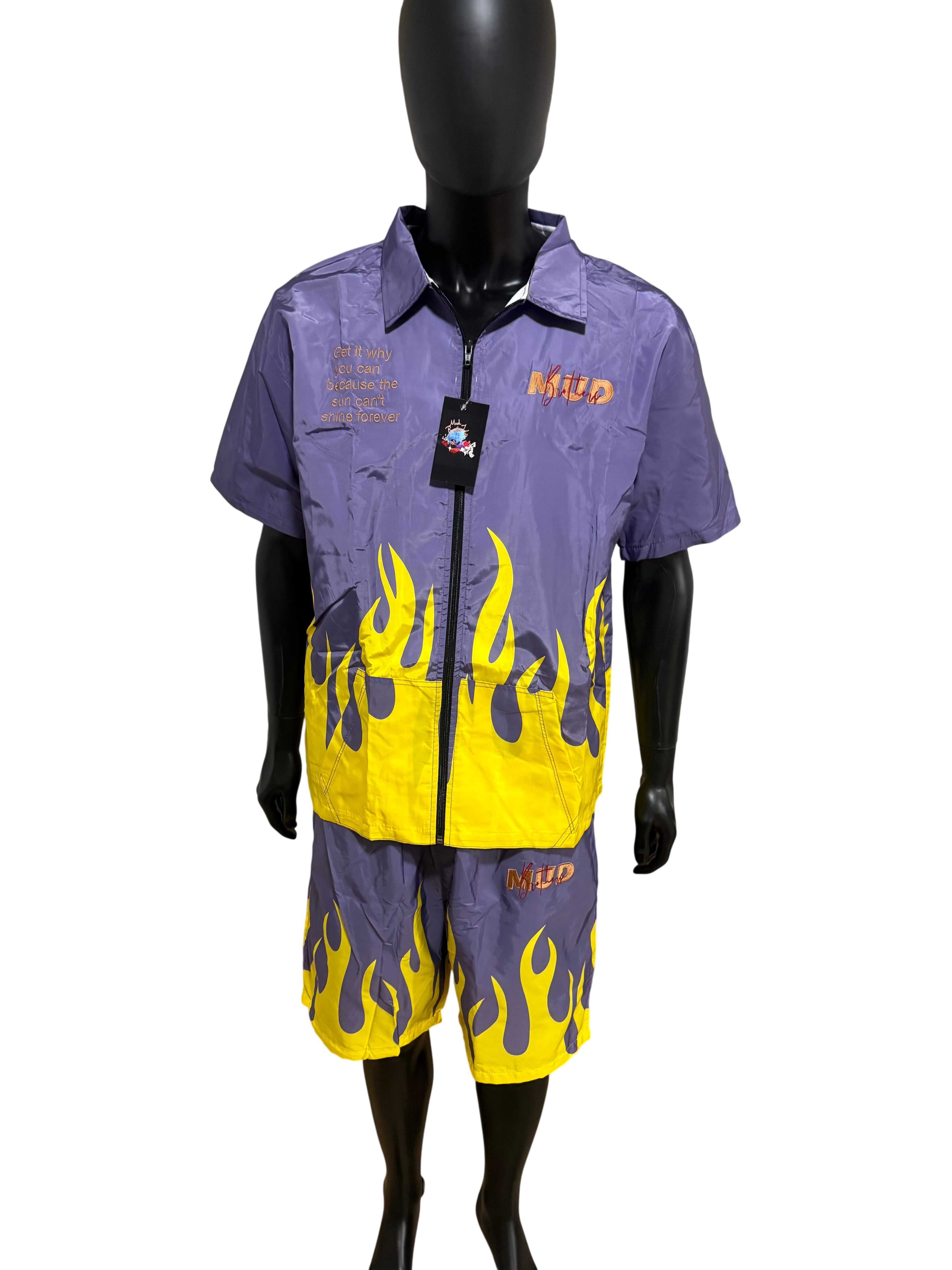 Mud Bruthaz Purple Flame Short Set