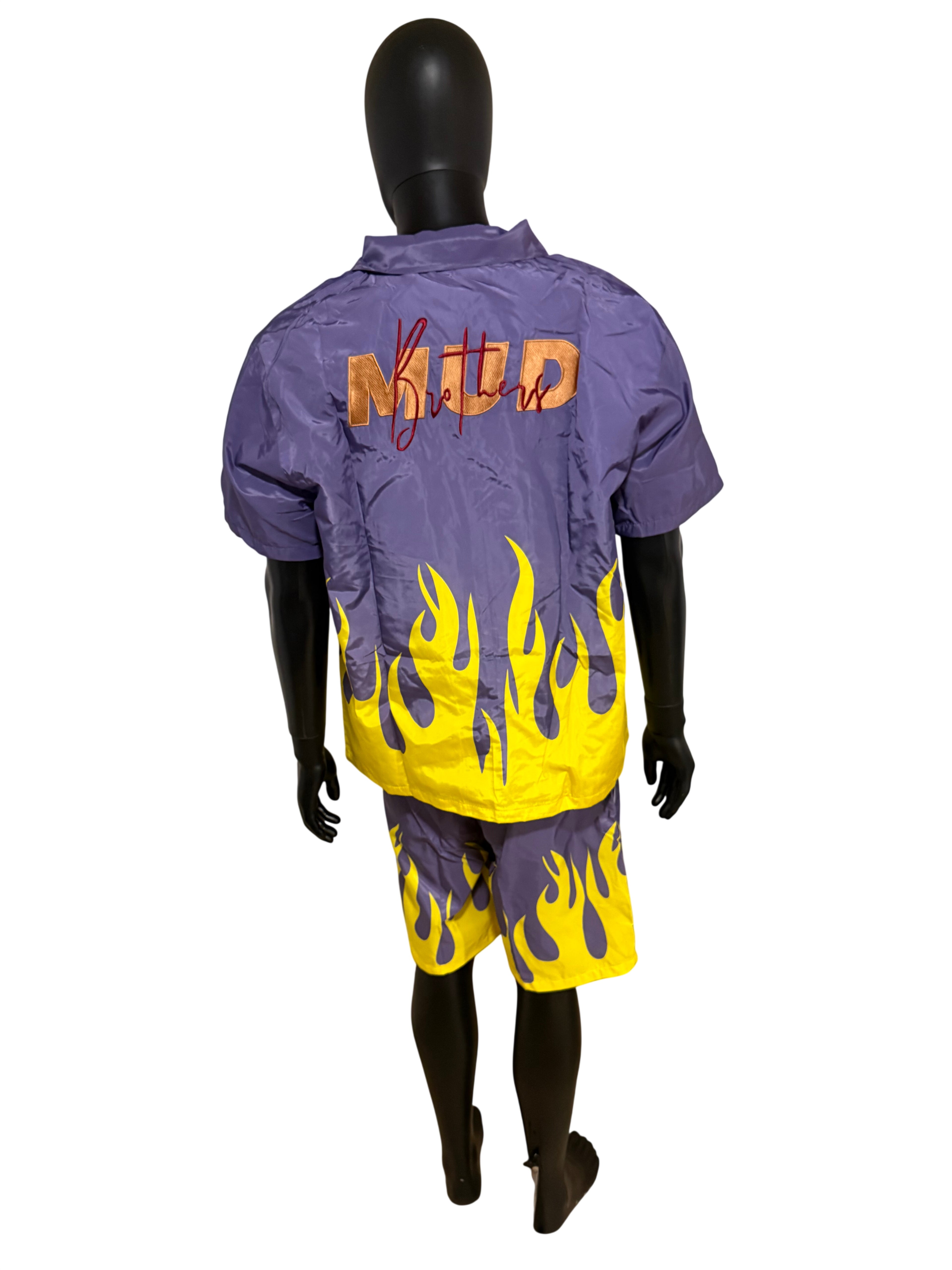 Mud Bruthaz Purple Flame Short Set